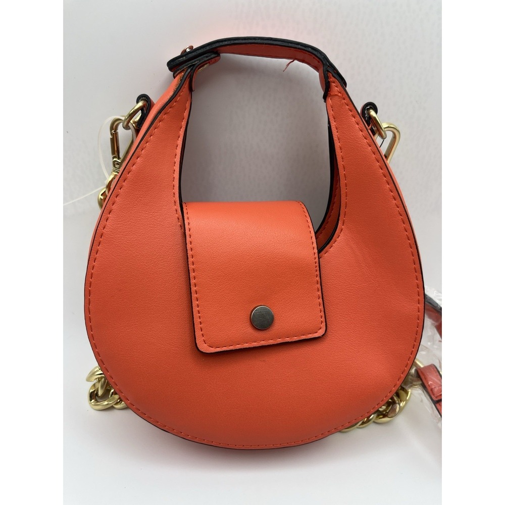 Scoop Orange Mini Hobo Crossbody Bag Gold Chain Strap Purse